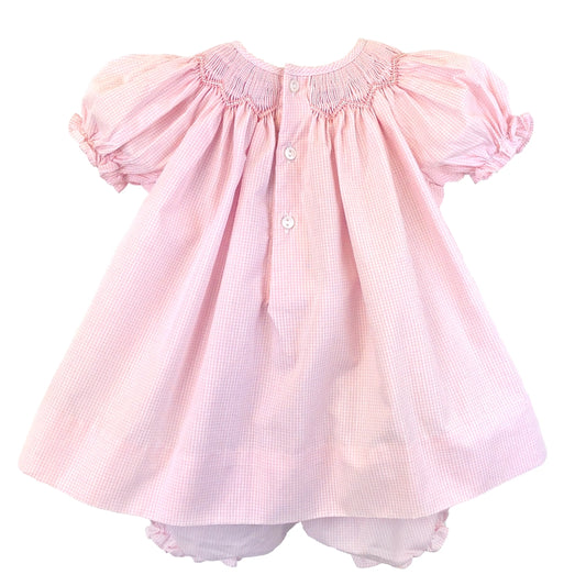 Pink Bishop Zig-Zag Smocked Dress