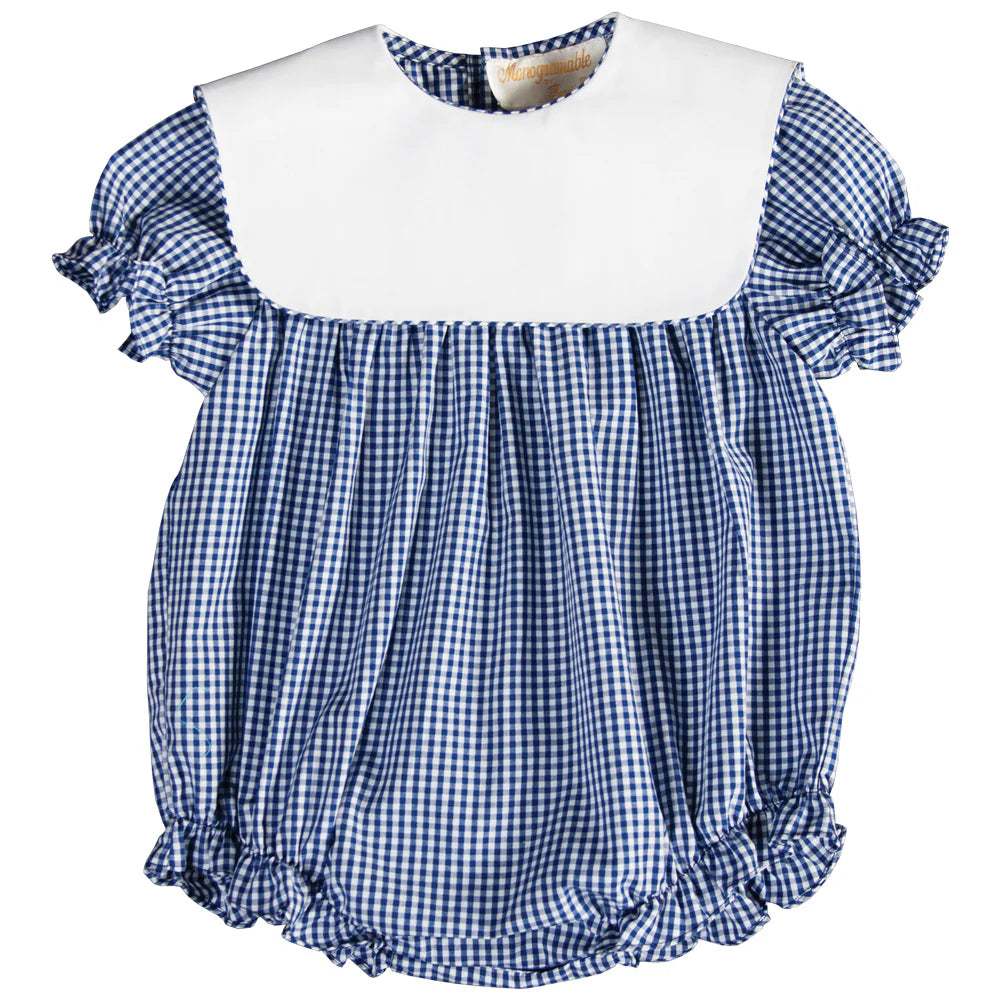 Royal Blue Gingham Girl Bubble with Collar