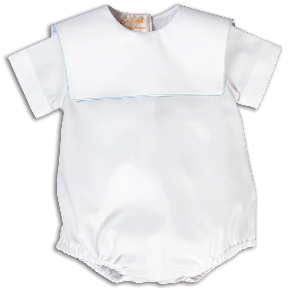 White Bubble Square Collar w/Lt. Blue Trim