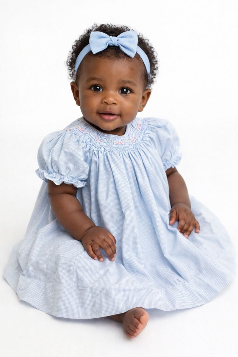 Bishop Zig-Zag Smocked Dress