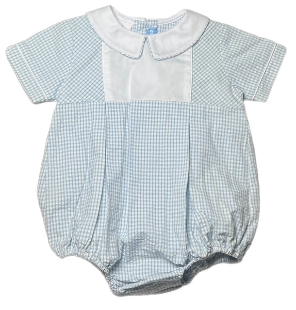 Light Blue Check Seersucker Bubble