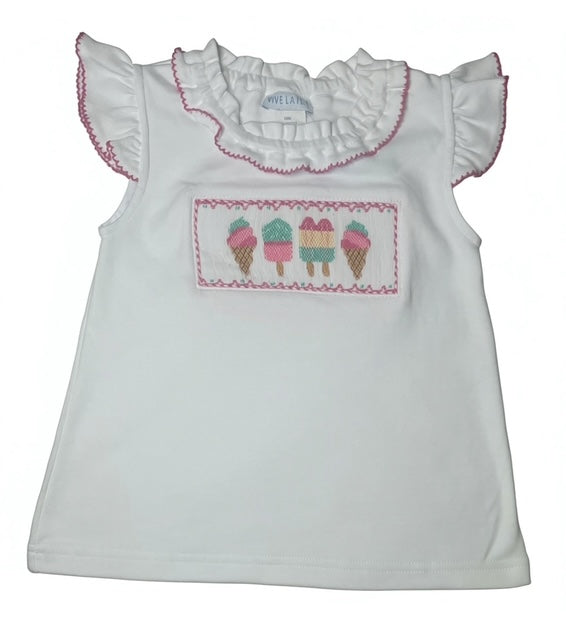 Girls Smocked Ice Cream Angel Wing