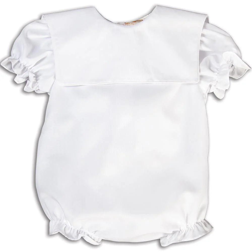 Girl White Bubble Square Collar w/White Trim