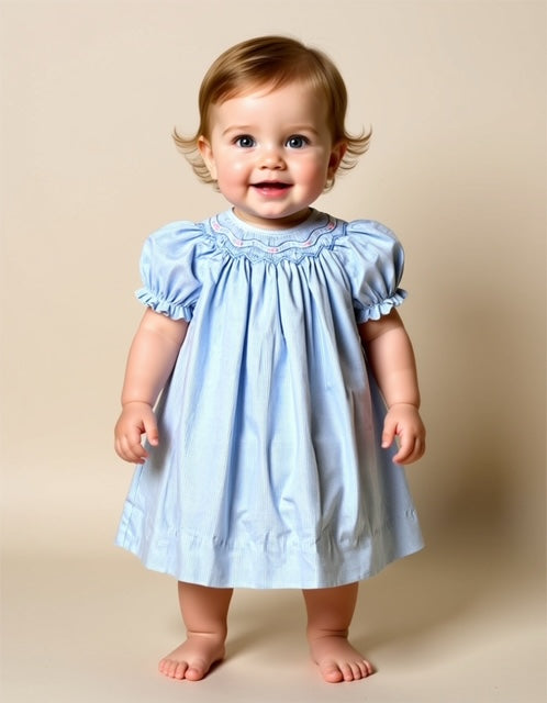 Bishop Zig-Zag Smocked Dress