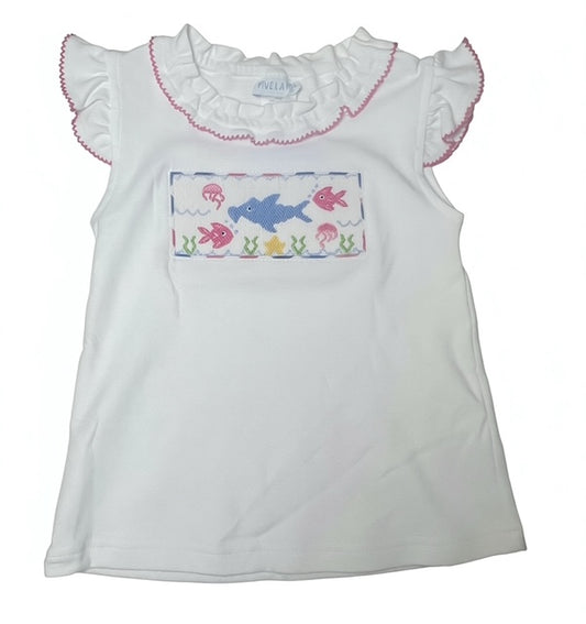 Under the Sea Smocked White Knit Angel Wing