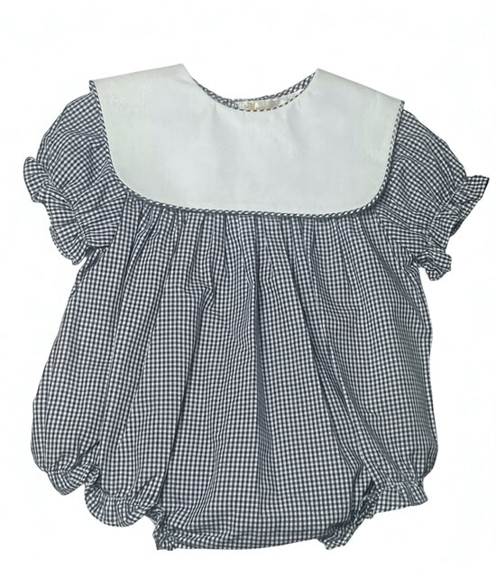 Navy Blue gingham girl bubble