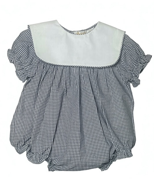 Navy Blue gingham girl bubble