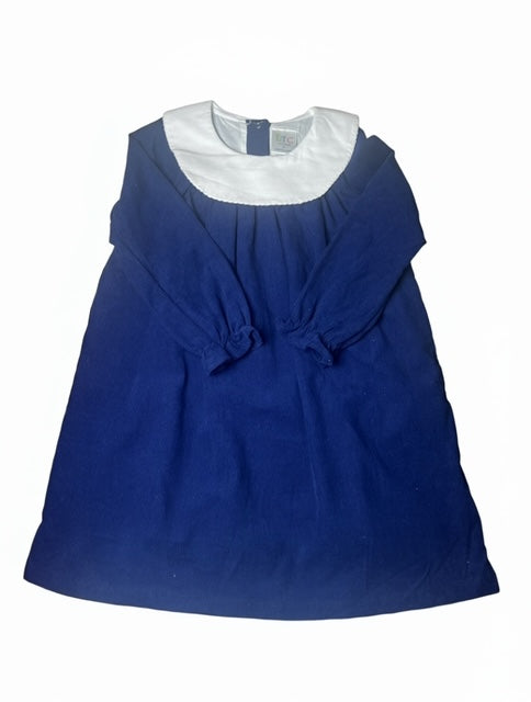 Royal Blue Corduroy Long Sleeve Bishop Dress