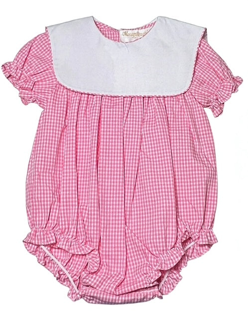 Pink Gingham Girl Bubble with Collar