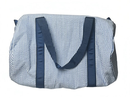 Small Navy Seersucker Duffel Bag