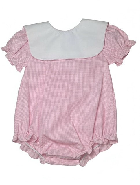 Pink Gingham Girl Bubble with Collar