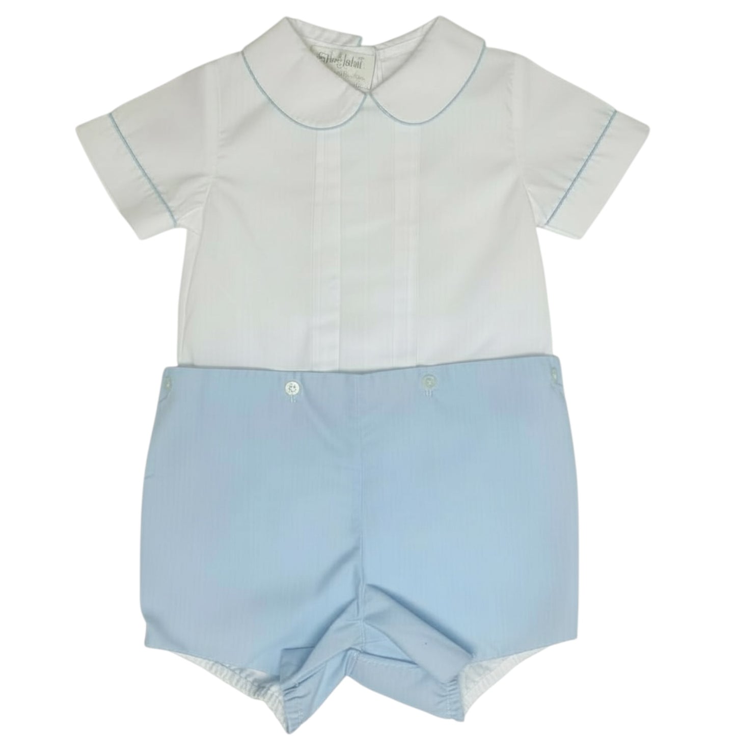 White & Blue Pete Pan Collar Button-On Short Set